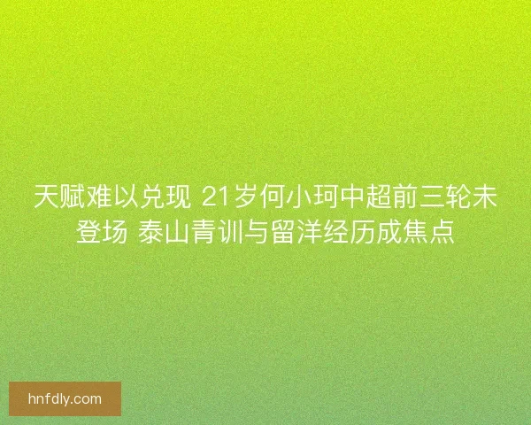 天赋难以兑现 21岁何小珂中超前三轮未登场 泰山青训与留洋经历成焦点